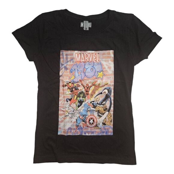Next Level Apparel Marvel 1980 Tee Black Large 10/12 (Girls) - Picture 1 of 6